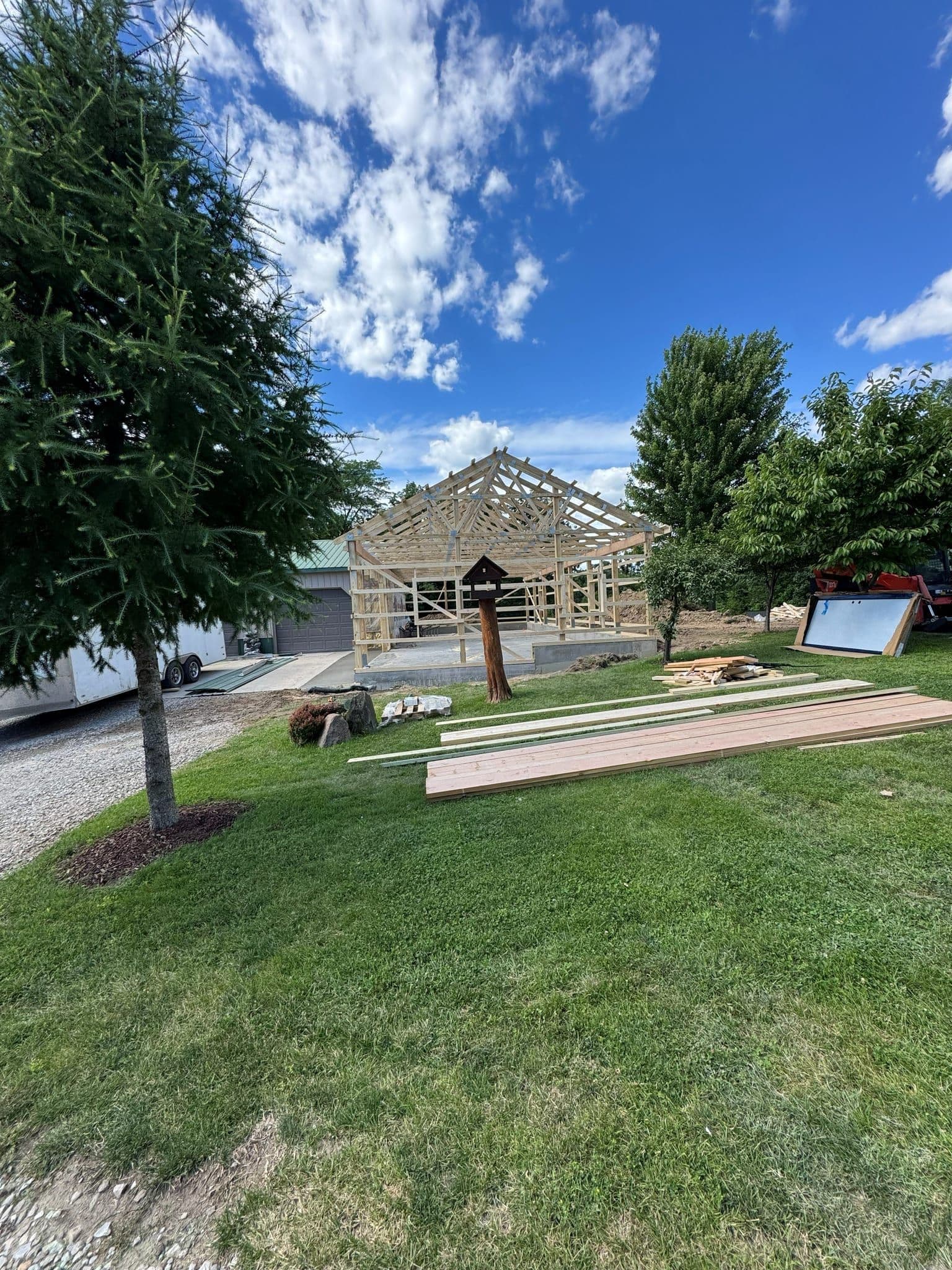 Frame up on the lawn